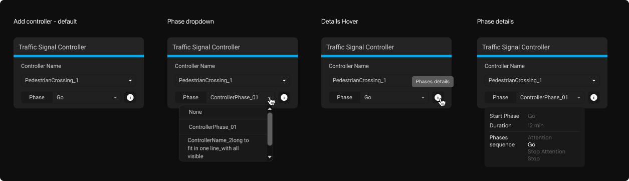 Controller settings panel configured directly in the scenario